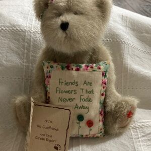 VINTAGE Boyds Bears Tan Teddy with Floral Accents The Head Bean Collection